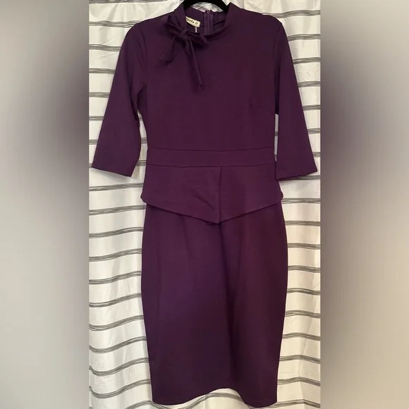 Moyabo Dresses | Moyabo Women's Clergy Dress Tab Collar Priest Peplum Dress Nwt Size M | Color: Purple | Size: M | Jordangracecrt's Closet